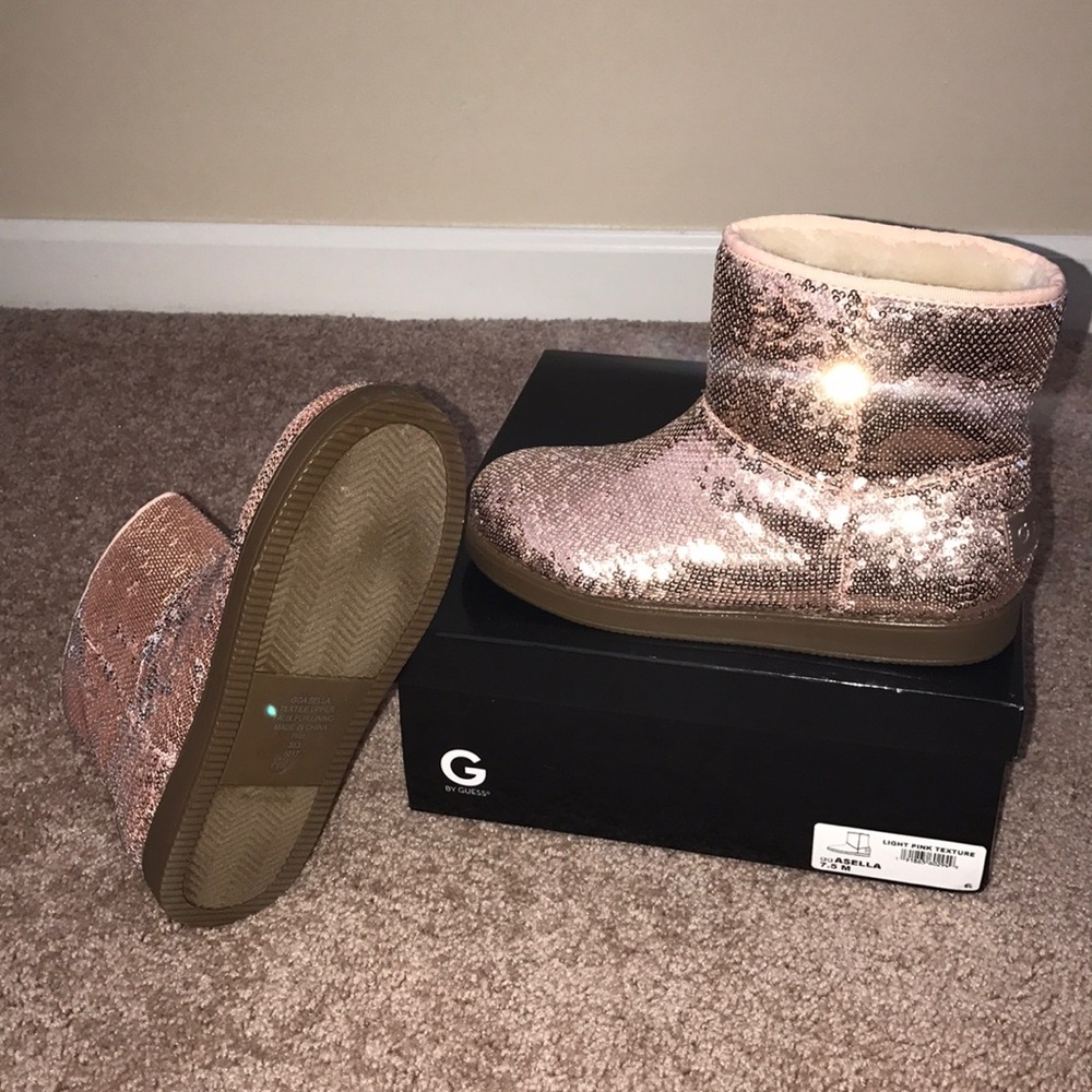 Pink sequin boots